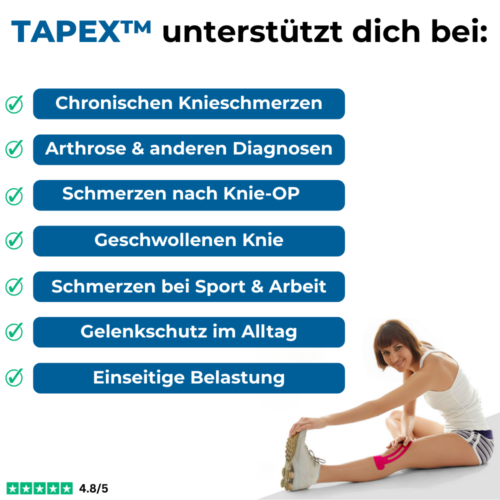 MotionGuard – TAPEX™ :  Schützen Sie Ihre Gelenke und entdecken Sie schmerzfreie Bewegung wieder.