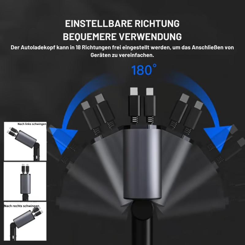 Ausziehbares Schnelllade-Auto-Ladegerät